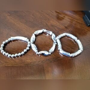 Silver-Tone Women's Stretch Bracelet Set - 3 Pack